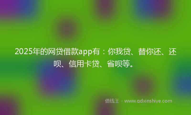 2025年的网贷借款app有：你我贷、替你还、还呗、信用卡贷、省呗等。