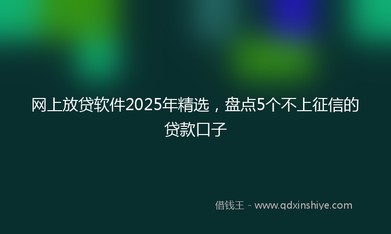 网上放贷软件2025年精选，盘点5个不上征信的贷款口子