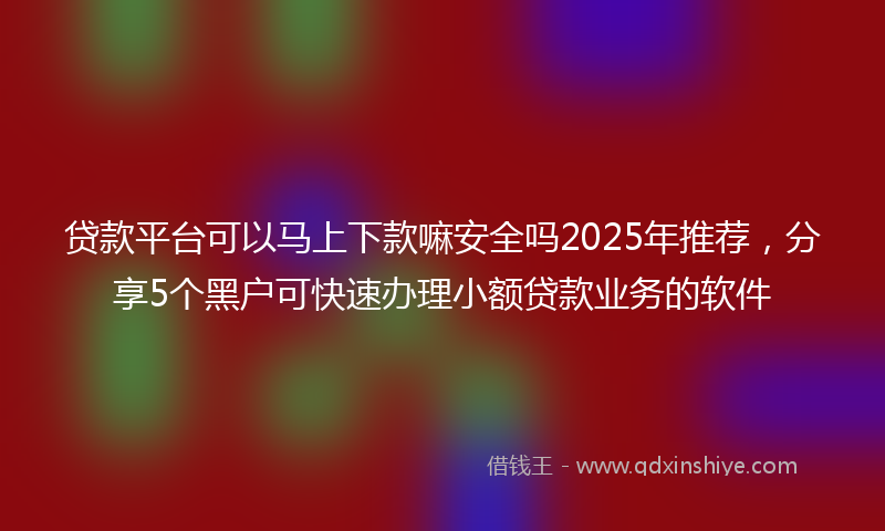 贷款平台可以马上下款嘛安全吗2025年推荐，分享5个黑户可快速办理小额贷款业务的软件
