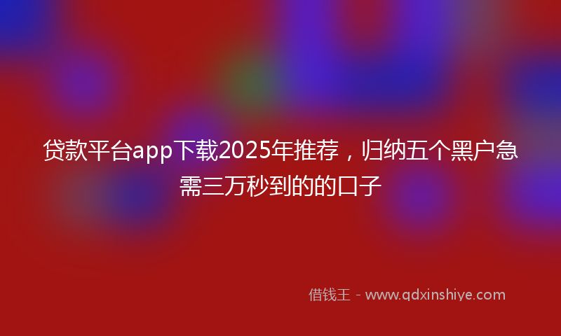 贷款平台app下载2025年推荐，归纳五个黑户急需三万秒到的的口子