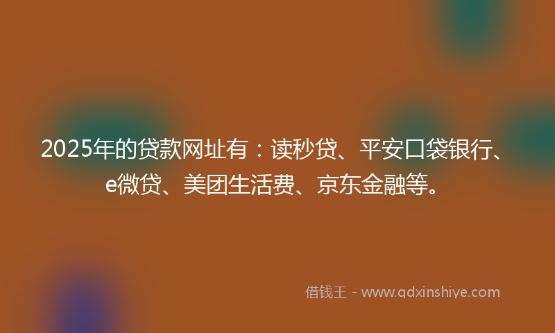 2025年的贷款网址有：读秒贷、平安口袋银行、e微贷、美团生活费、京东金融等。