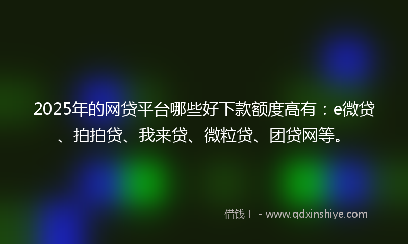 2025年的网贷平台哪些好下款额度高有：e微贷、拍拍贷、我来贷、微粒贷、团贷网等。