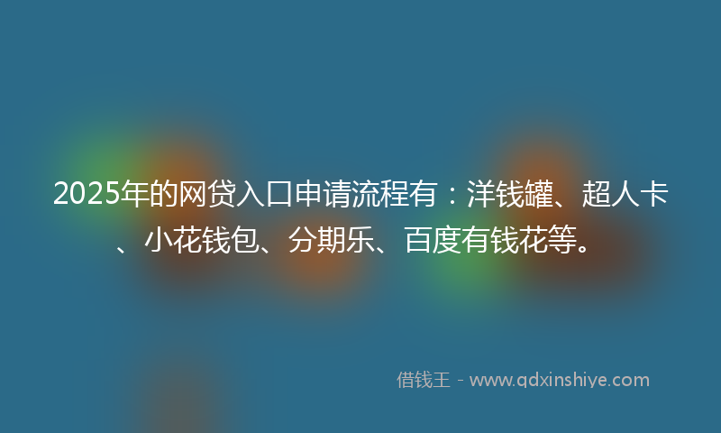2025年的网贷入口申请流程有：洋钱罐、超人卡、小花钱包、分期乐、百度有钱花等。