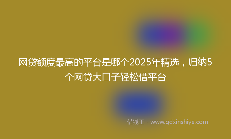 网贷额度最高的平台是哪个2025年精选，归纳5个网贷大口子轻松借平台