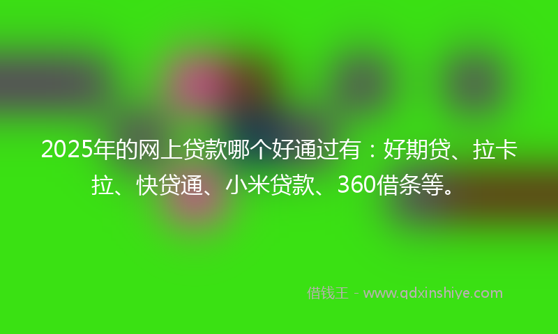 2025年的网上贷款哪个好通过有：好期贷、拉卡拉、快贷通、小米贷款、360借条等。