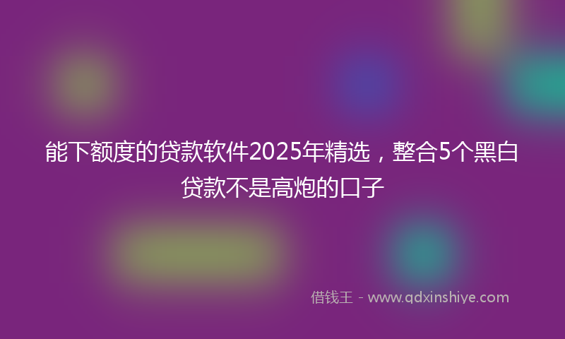 能下额度的贷款软件2025年精选，整合5个黑白贷款不是高炮的口子