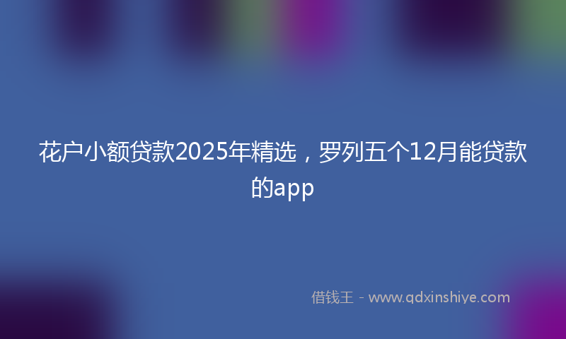 花户小额贷款2025年精选，罗列五个12月能贷款的app
