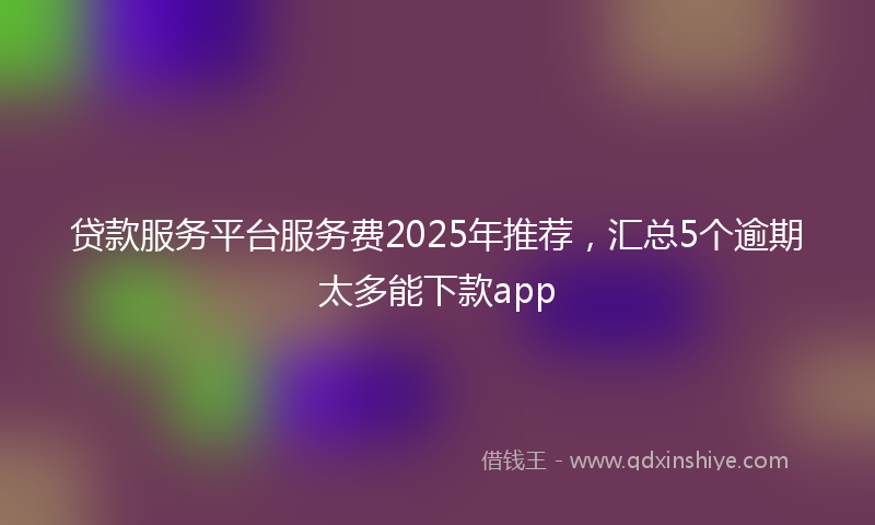 贷款服务平台服务费2025年推荐，汇总5个逾期太多能下款app