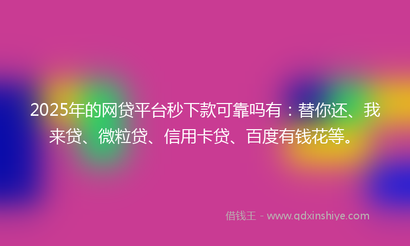 2025年的网贷平台秒下款可靠吗有：替你还、我来贷、微粒贷、信用卡贷、百度有钱花等。