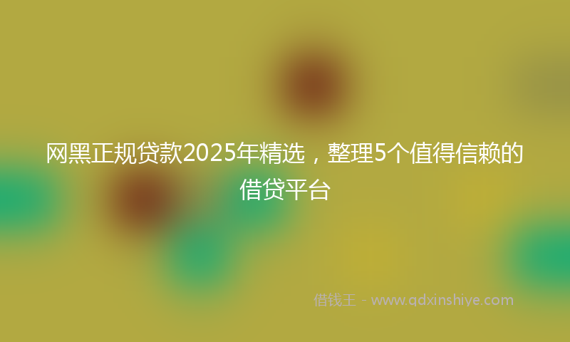 网黑正规贷款2025年精选，整理5个值得信赖的借贷平台