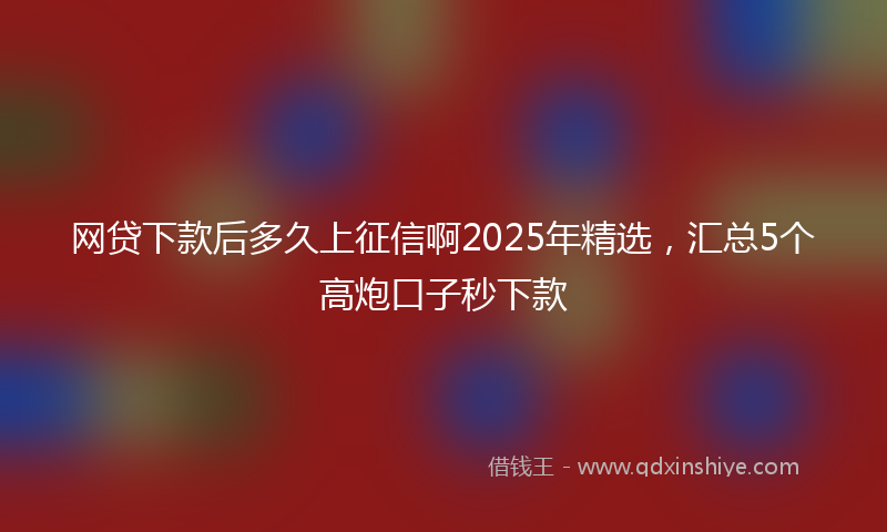 网贷下款后多久上征信啊2025年精选，汇总5个高炮口子秒下款