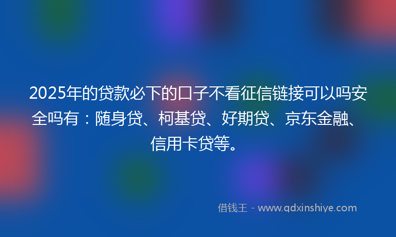 2025年的贷款必下的口子不看征信链接可以吗安全吗有：随身贷、柯基贷、好期贷、京东金融、信用卡贷等。