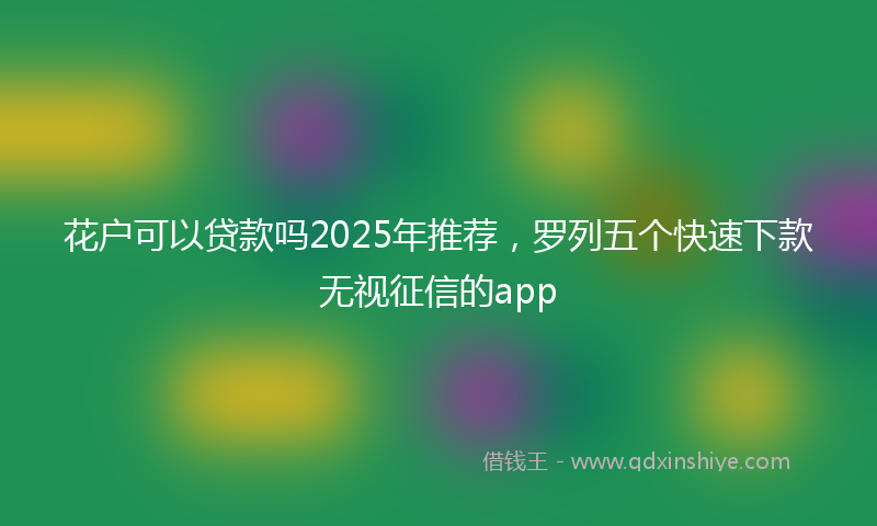花户可以贷款吗2025年推荐，罗列五个快速下款无视征信的app