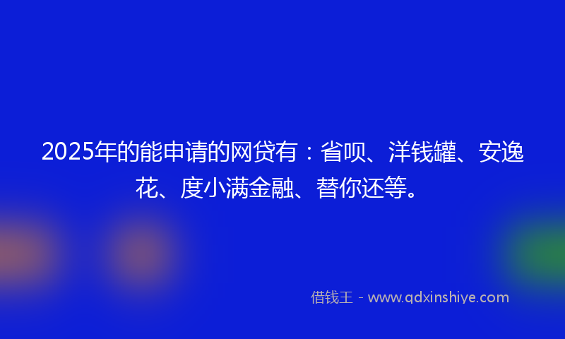 2025年的能申请的网贷有：省呗、洋钱罐、安逸花、度小满金融、替你还等。