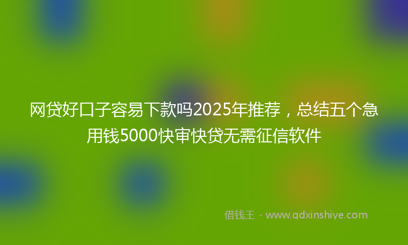 网贷好口子容易下款吗2025年推荐，总结五个急用钱5000快审快贷无需征信软件