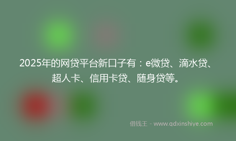 2025年的网贷平台新口子有：e微贷、滴水贷、超人卡、信用卡贷、随身贷等。