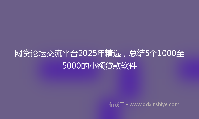 网贷论坛交流平台2025年精选，总结5个1000至5000的小额贷款软件