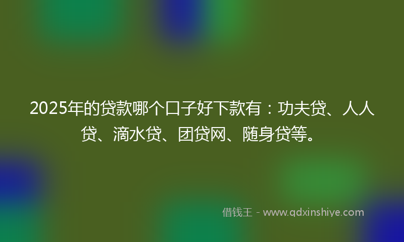 2025年的贷款哪个口子好下款有：功夫贷、人人贷、滴水贷、团贷网、随身贷等。
