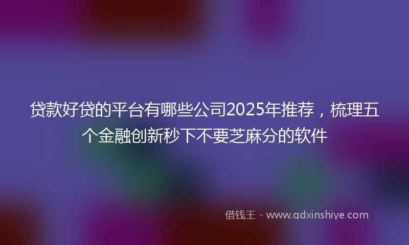 贷款好贷的平台有哪些公司2025年推荐，梳理五个金融创新秒下不要芝麻分的软件