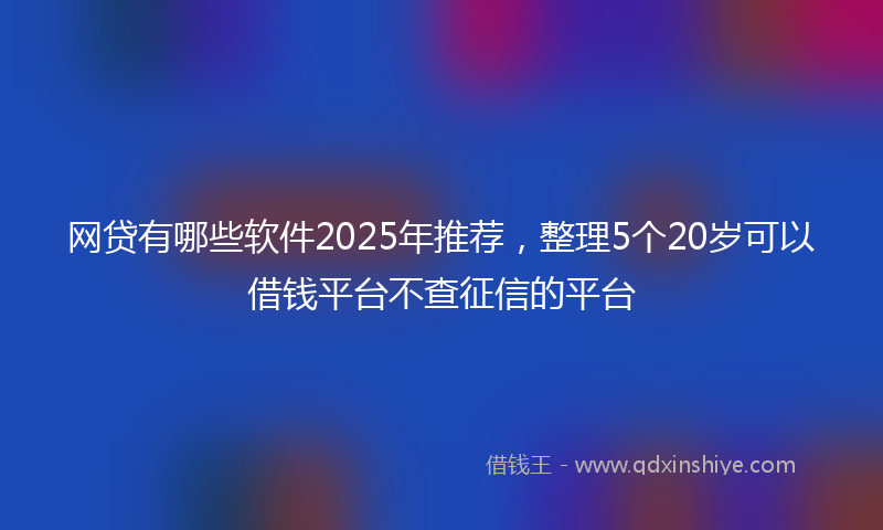 网贷有哪些软件2025年推荐，整理5个20岁可以借钱平台不查征信的平台