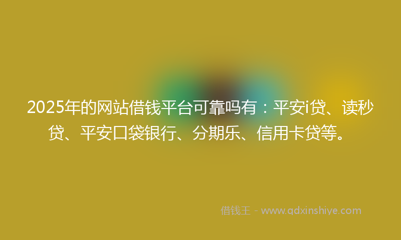 2025年的网站借钱平台可靠吗有：平安i贷、读秒贷、平安口袋银行、分期乐、信用卡贷等。