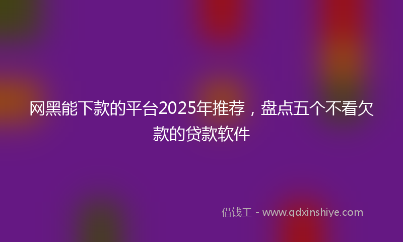 网黑能下款的平台2025年推荐，盘点五个不看欠款的贷款软件