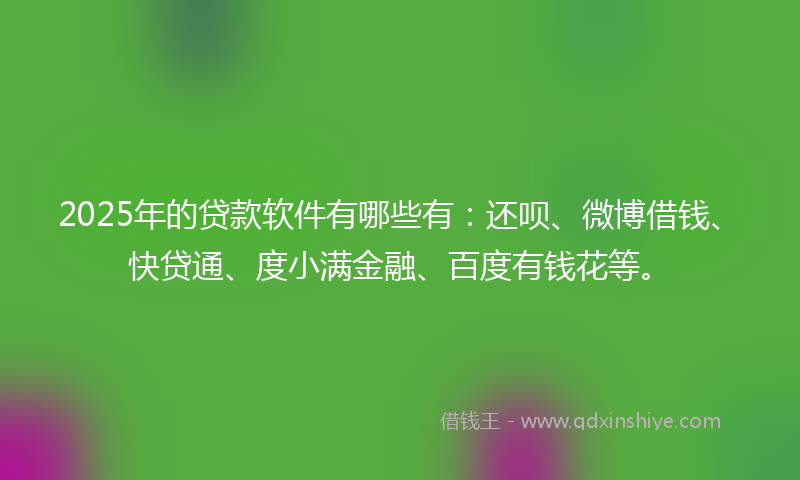 2025年的贷款软件有哪些有：还呗、微博借钱、快贷通、度小满金融、百度有钱花等。