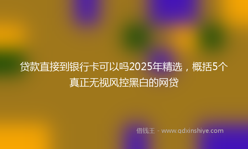 贷款直接到银行卡可以吗2025年精选，概括5个真正无视风控黑白的网贷
