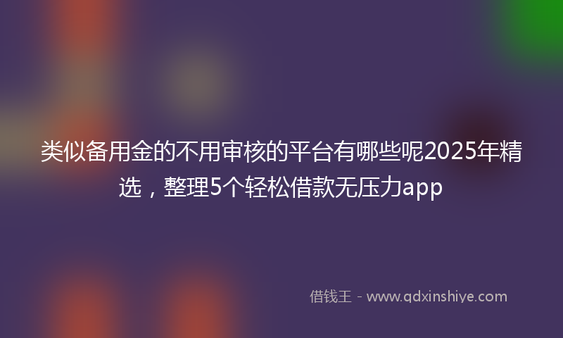 类似备用金的不用审核的平台有哪些呢2025年精选，整理5个轻松借款无压力app