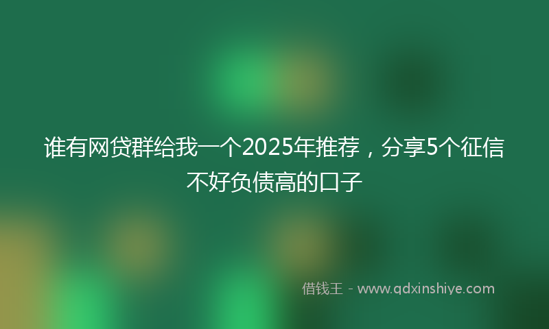 谁有网贷群给我一个2025年推荐，分享5个征信不好负债高的口子