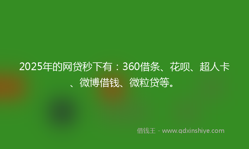 2025年的网贷秒下有：360借条、花呗、超人卡、微博借钱、微粒贷等。