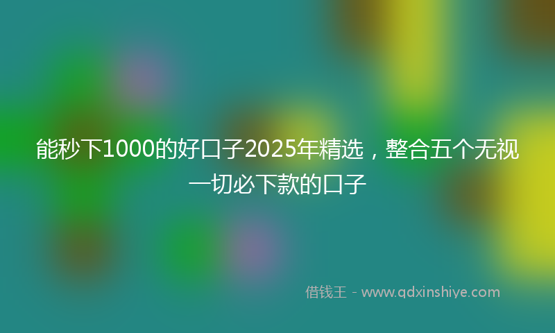 能秒下1000的好口子2025年精选，整合五个无视一切必下款的口子