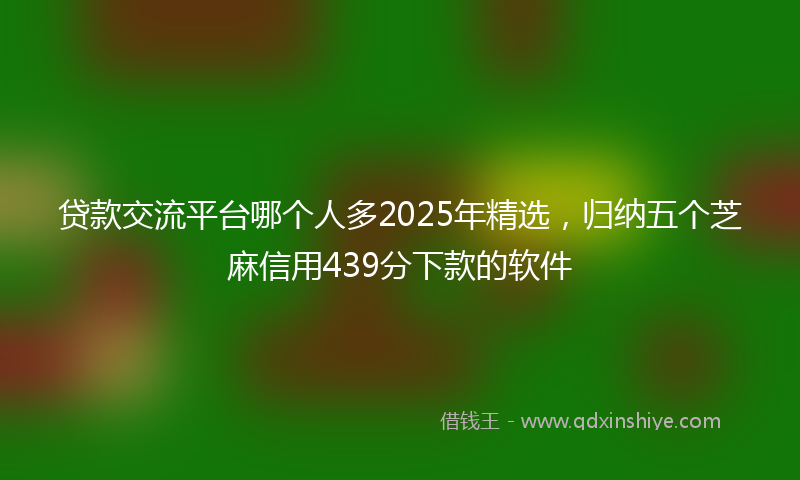 贷款交流平台哪个人多2025年精选，归纳五个芝麻信用439分下款的软件