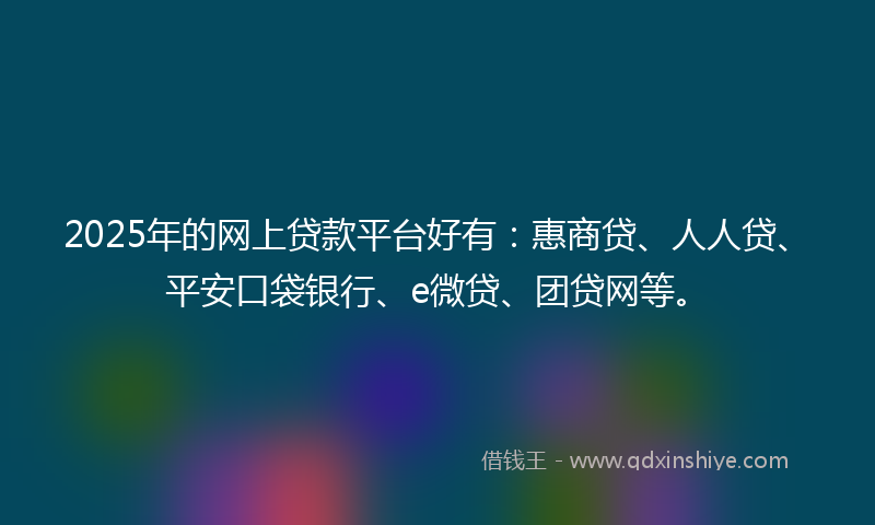 2025年的网上贷款平台好有：惠商贷、人人贷、平安口袋银行、e微贷、团贷网等。