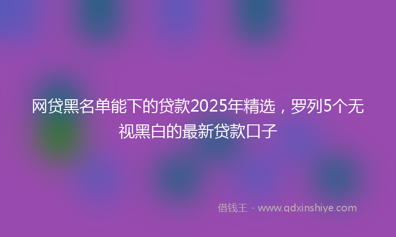 网贷黑名单能下的贷款2025年精选，罗列5个无视黑白的最新贷款口子