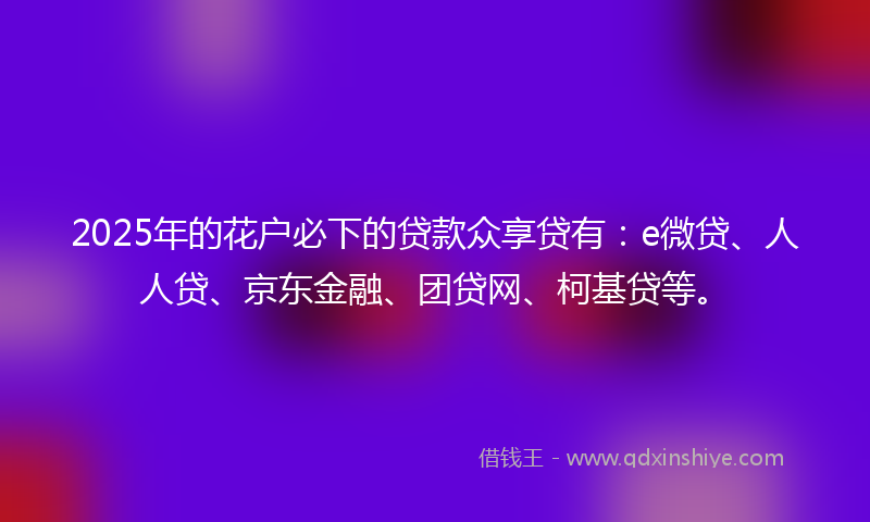 2025年的花户必下的贷款众享贷有:e微贷、人人贷、京东金融、团贷网、柯基贷等。