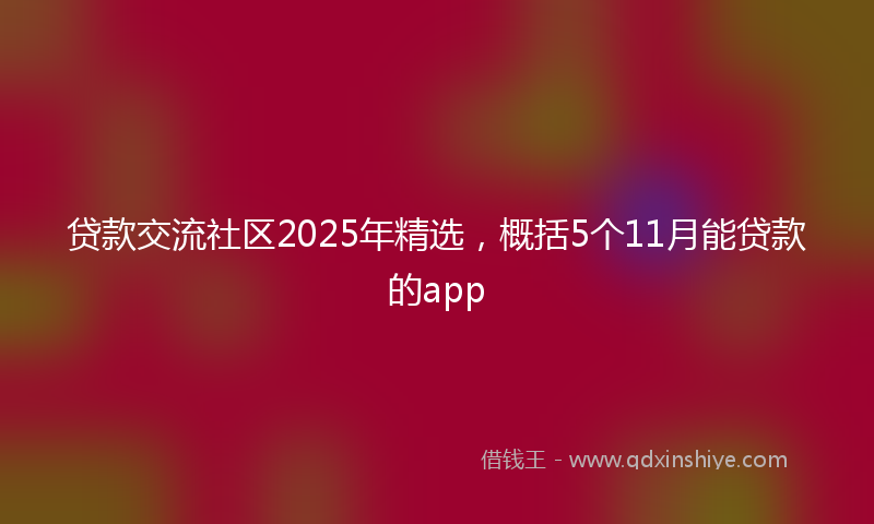 贷款交流社区2025年精选，概括5个11月能贷款的app