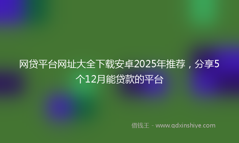 网贷平台网址大全下载安卓2025年推荐，分享5个12月能贷款的平台