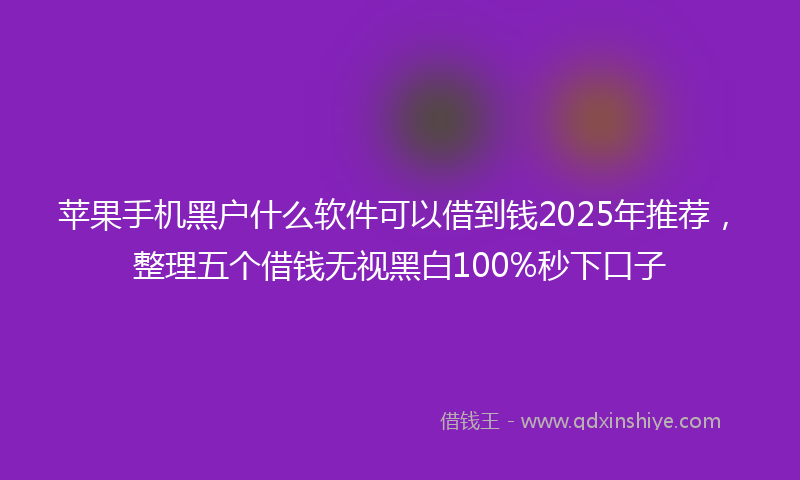 苹果手机黑户什么软件可以借到钱2025年推荐，整理五个借钱无视黑白100%秒下口子