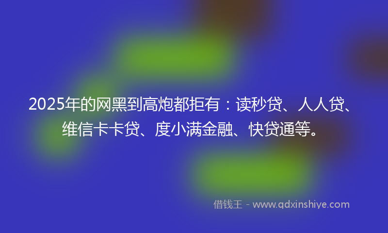 2025年的网黑到高炮都拒有：读秒贷、人人贷、维信卡卡贷、度小满金融、快贷通等。