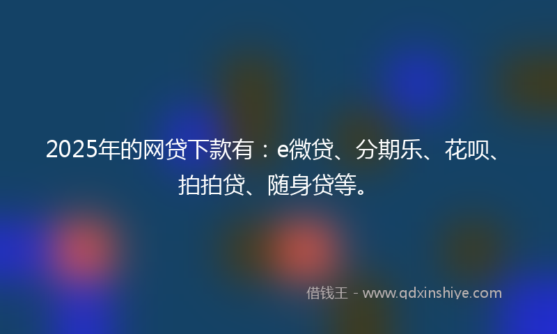 2025年的网贷下款有：e微贷、分期乐、花呗、拍拍贷、随身贷等。