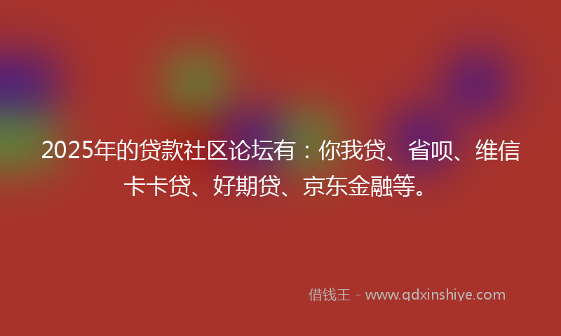 2025年的贷款社区论坛有：你我贷、省呗、维信卡卡贷、好期贷、京东金融等。