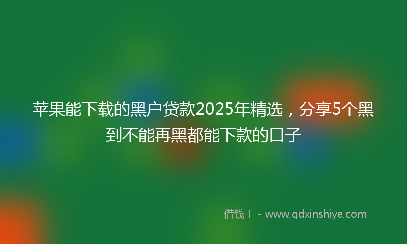 苹果能下载的黑户贷款2025年精选，分享5个黑到不能再黑都能下款的口子
