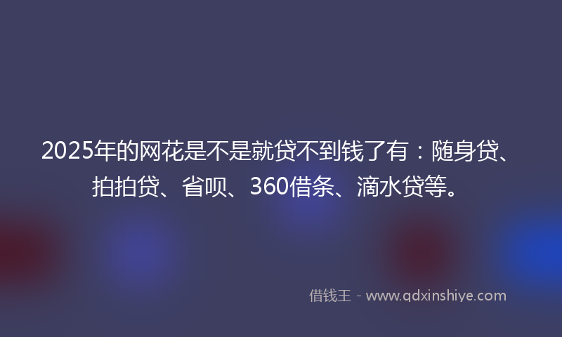 2025年的网花是不是就贷不到钱了有：随身贷、拍拍贷、省呗、360借条、滴水贷等。