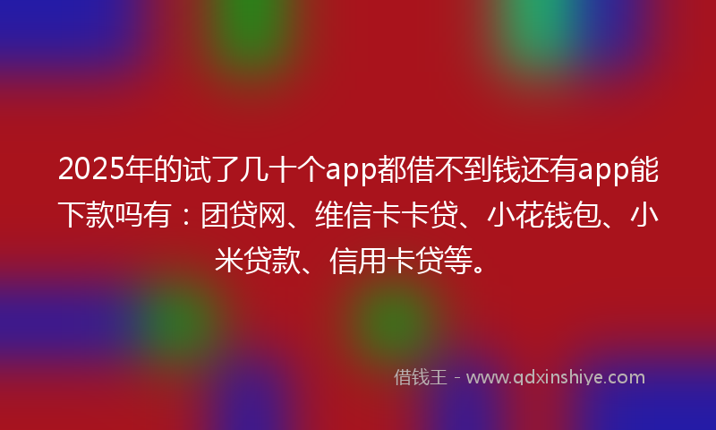 2025年的试了几十个app都借不到钱还有app能下款吗有：团贷网、维信卡卡贷、小花钱包、小米贷款、信用卡贷等。