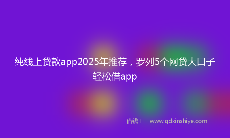 纯线上贷款app2025年推荐，罗列5个网贷大口子轻松借app