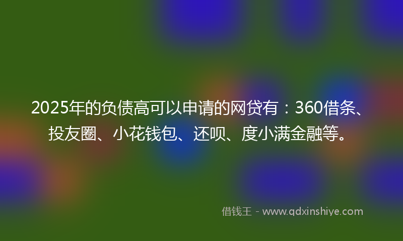 2025年的负债高可以申请的网贷有：360借条、投友圈、小花钱包、还呗、度小满金融等。