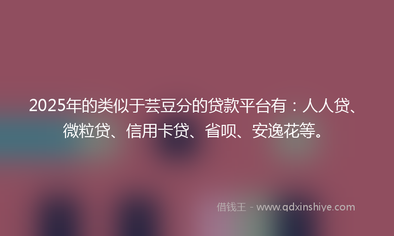 2025年的类似于芸豆分的贷款平台有：人人贷、微粒贷、信用卡贷、省呗、安逸花等。