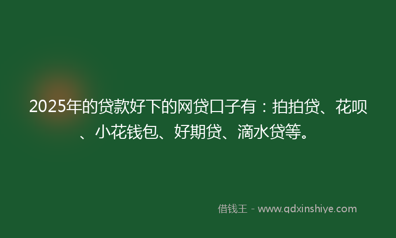 2025年的贷款好下的网贷口子有：拍拍贷、花呗、小花钱包、好期贷、滴水贷等。