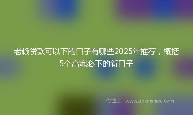 老赖贷款可以下的口子有哪些2025年推荐，概括5个高炮必下的新口子
